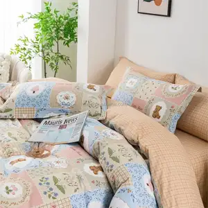 Custom Roze Meisje Lakens Quilt Katoenen Lakens Set Winter Beddengoed Set