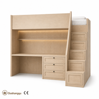 Lit superposé pour enfants avec bureau, panneaux CE ENF, rangement, escalier, gain de place pour chambre d'enfant, petit espace
