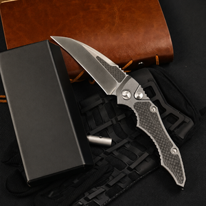 Cuchillo Plegable de Acero D2 de Alta Calidad, Mango de Aluminio y Fibra de Carbono, Cuchillo Táctico de Supervivencia para Camping, Cuchillo de Bolsillo, Herramienta EDC, Regalo - Product Image 2