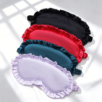 Masque de sommeil en satin à volants, tissé, occultant, élastique, imprimé, double face, respirant, coloré, pour voyage, vente en gros