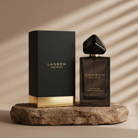 Flacon de parfum de luxe vide en verre de 50 ml, flacon de cologne carré brun ambre de luxe avec bouchon personnalisé et emballage cadeau