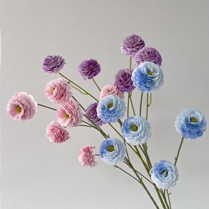 Bouquet de fleurs artificielles en soie, haute simulation, décoration de mariage et de maison, bleu, violet, rose - Product Image 1