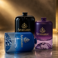 Flacon pulvérisateur en verre avec pompe, dégradé de couleur, fond volcanique, capacité 30ml 50ml 100ml, emballage cosmétique de luxe avec logo imprimé sur mesure