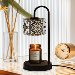 Electric Candle Warmer Lamp With UV Printing Linen Shade Adjustable Brightness For Home Decor Indoor Use - Product Image 3