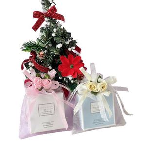 Sacs cadeaux en organza rose 10x12cm, pochettes pour cadeaux de mariage, pochettes à bijoux avec cordon de serrage pour fête, mariage, Noël, Saint-Valentin - Product Image 6