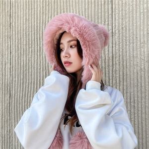 Nouveau 2023 personnalisé tricoté rayures bonnet chaud polaire doublure femmes casquette câble fausse fourrure <span class=keywords><strong>pompon</strong></span> chapeau d'hiver - Product Image 5