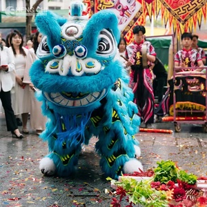 Disfraz de Danza del León, Mascota Tradicional China Hecha a Mano y Personalizada para Festivales de Año Nuevo, para Dos Personas, de Lana, Seda y Algodón - Product Image 6