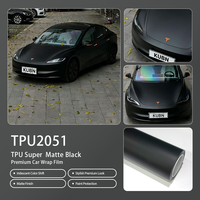 Film de protection de voiture KUBN TPU Super Mat Noir, surface purement mate, sans résidus, amovible, rouleau en gros