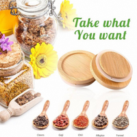 Couvercles en bambou naturel écologiques avec joints en silicone pour bocaux à large ouverture - Durables, réutilisables, étanches, de haute qualité