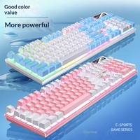 YINDIAO K500 104 Key Wired Gaming Keyboard Mechanical Feel Rainbow Backlit Blue White Splice for PC Laptop