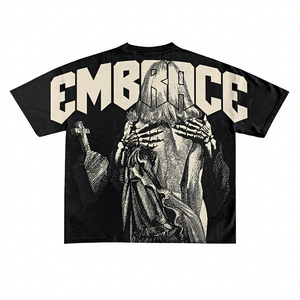 Oversized Graphic T <b>Shirt</b> <b>Men</b> <b>Black</b> Streetwear <b>Short</b> <b>Sleeve</b> Crew Neck Back Print Masked Character Tee - Product Image 5