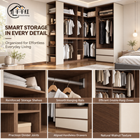 Armoire ouverte moderne et minimaliste en MDF, réglable et durable, couleur chaude, pour chambre à coucher, mobilier de maison, vente en gros