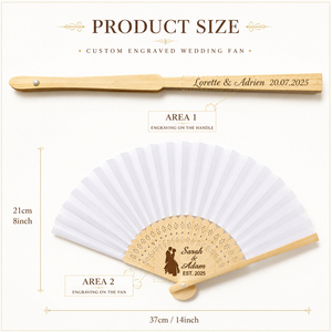 Ventaglio Personalizzato per Sposa, Ventaglio Pieghevole in Bambù con Nome degli Sposi Inciso, Decorazioni Rustiche per Matrimonio - Product Image 6