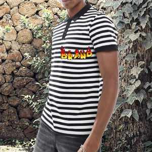 Camiseta Polo de Algodón para Hombre, Nueva Tendencia, Cuello en Contraste, Puños de Manga a Rayas, Moda Urbana Moderna, Tacto Suave, Prenda Esencial Diaria - Product Image 2