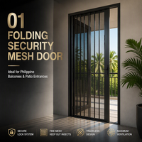 Porte moustiquaire pliante en alliage d'aluminium pour balcon, patio, villa, hôtel