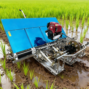 Transplanteur de riz manuel bleu à 6 rangs avec boîte de vitesses rouge pour usage agricole - Product Image 1