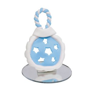 Acchiappasogni di luce blu Art Deco Design cotone e metallo artigianale con piume di bambù corda appesa per natale Halloween - Product Image 1