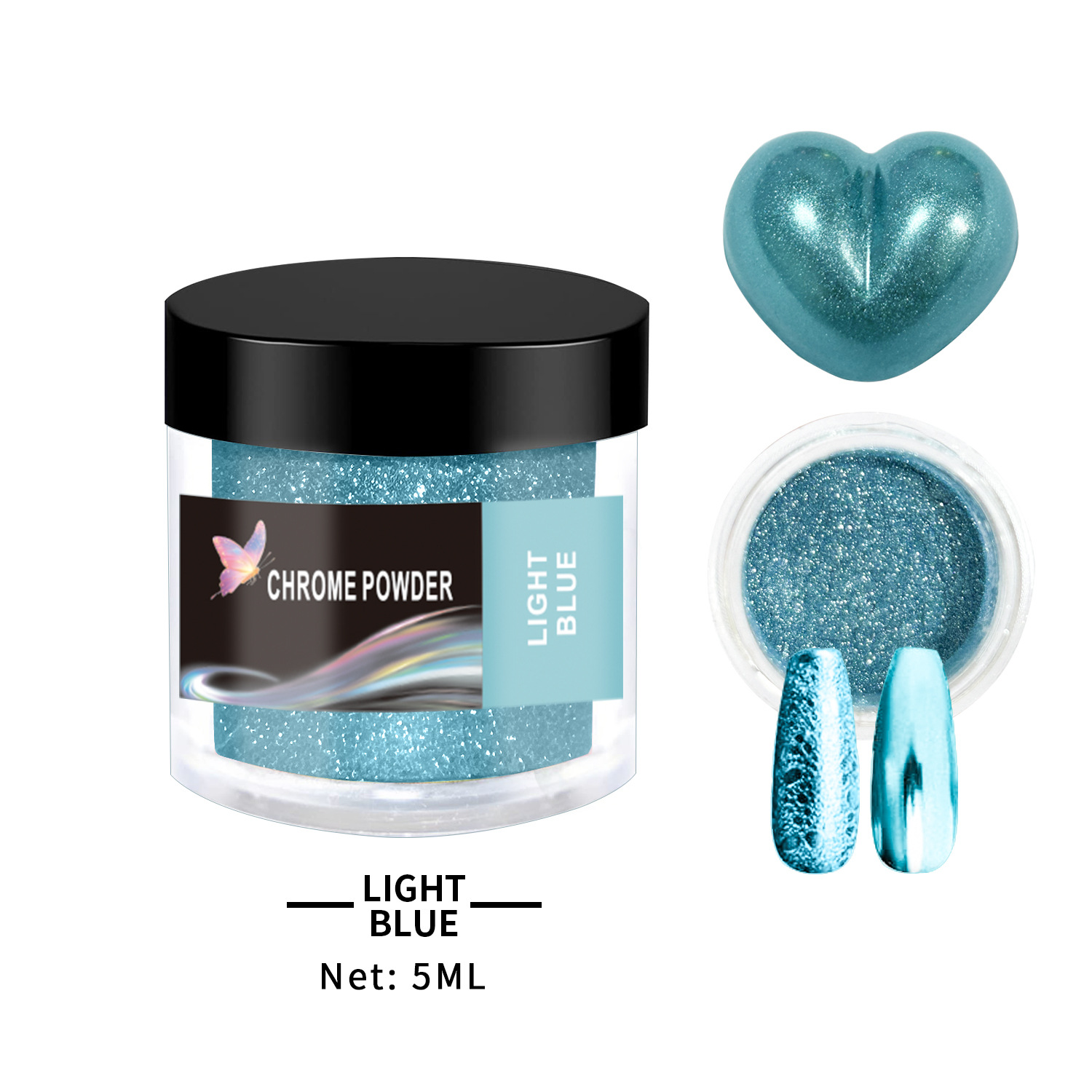 Poudre de chrome-10bleu clair-5ml