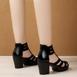 Sandalias de plataforma con correa en el tobillo y Punta abierta para mujer, tacón alto grueso con cremallera, zapatos de vestir de fiesta para niñas, temporada de verano, precio de fábrica - Product Image 4