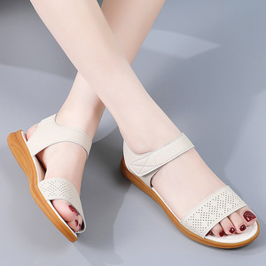 Sandalias Planas de Piel Suave y Ligera con Cierre de Velcro y Punta Abierta de 2.0 cm para Mujer, Marca Xuanhui Fashion - Product Image 5