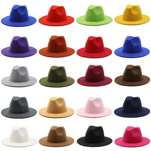 Alta calidad de moda barata personalizada impresa en blanco adulto Diseña tus propios hombres sombreros Fedora de ala ancha