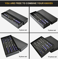Ensemble de couteaux professionnels japonais en acier inoxydable Nakiri Santoku pour les cuisiniers amateurs, cadeaux de pendaison de crémaillère, fabriqués en métal