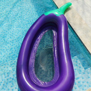 Eggplant Floating Raft 250x105x20cm Thickened PVC <b>Inflatable</b> Swim Ring With Net Reclining Chair Pool <b>Float</b> - Product Image 3