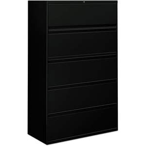 Archivador lateral Alera de 5 cajones, 42 x 18,63 x 67,63 pulgadas, negro, con 5 cajones para documentos tamaño legal/letter/A4/A5 - Product Image 2