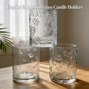 Pot à bougie <span class=keywords><strong>en</strong></span> <span class=keywords><strong>verre</strong></span> à paroi épaisse et texture gaufrée, conteneur vide <span class=keywords><strong>en</strong></span> gros pour la fabrication de bougies, cire de soja, décoration de mariage et de maison - Product Image 3
