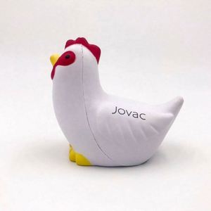 Cadeau promotionnel amusant en forme d'animal, balle anti-stress en mousse PU blanche en forme de poulet, balle à presser pour soulager le stress, logo personnalisé - Product Image 1
