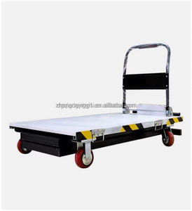 Tables élévatrices hydrauliques portables à ciseaux électriques avec rail coulissant pour manutention de marchandises en voiture, hauteur de levage 66 cm avec chariot - Product Image 3