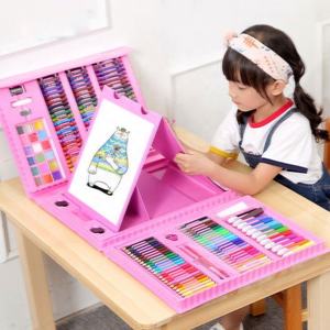 Luoshan grosir terbaru gaya 176 208 buah kuas air pena warna kotak menggambar mainan pensil seni lukisan Kit menggambar Set untuk anak-anak - Product Image 2