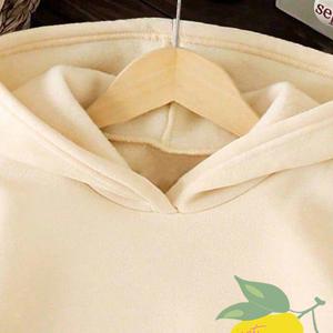 Nouveau style – Sweat à capuche imprimé abricot et citron pour adolescentes – Vêtement thermique décontracté pour enfants automne/hiver – Personnalisable - Product Image 3