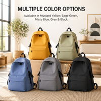 Sac à dos unisexe léger et respirant en nylon imperméable, style japonais et coréen, couleur unie, avec fermeture éclair, antivol et coussin d'air, idéal pour les jeunes et le campus.