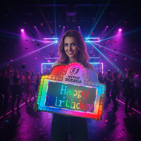 Letrero LED Recargable de Alta Calidad con Control Remoto, Diseño de Feliz Cumpleaños, Letrero Publicitario de Metal y Acrílico en Oferta