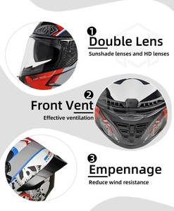 Casque intégral DOT ABS de qualité professionnelle double visière finition mate protège-menton renforcé résistance aux chocs couleurs personnalisées - Product Image 3