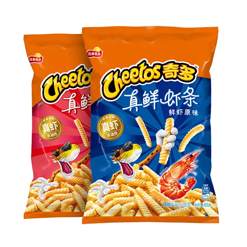 थोक मूल्य विदेशी चिप्स देता है Cheetos नाश्ता Cheetos मूल मसालेदार स्वाद 65g झींगा पटाखे