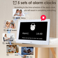 Jam Alarm Digital Kalender 10.1/7 Inci dengan Hari dan Tanggal untuk Lansia, 8 Alarm, Bingkai Foto Digital untuk Manula