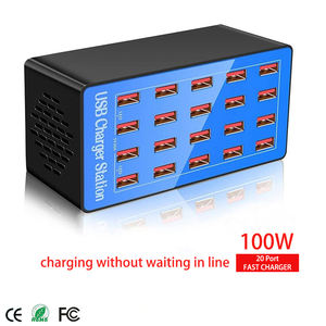 แท่นชาร์จ USB 20 พอร์ต 100W สำหรับตั้งโต๊ะ รองรับ QC2.0 5V/2.4A กระแสไฟ <span class=keywords><strong>2A</strong></span> สำหรับชาร์จหูฟัง วัสดุ ABS - Product Image 2