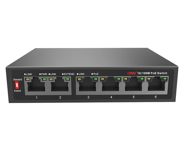 Most Popular 250 Meters Long Distance 6 Port 4 Port PoE Network Switch for VOIP and IP Camera