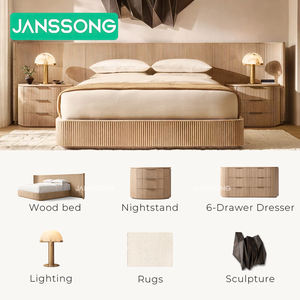 Ensemble de meubles de chambre à coucher en chêne pour la maison, <span class=keywords><strong>lit</strong></span> confortable en bois pour appartement, meubles de chambre à coucher de luxe pour villa, <span class=keywords><strong>lit</strong></span> en bois <span class=keywords><strong>massif</strong></span> - Product Image 2