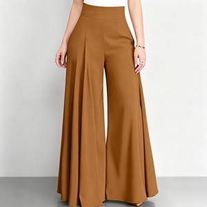 Pantaloni Casual da Donna a Gamba Larga, Elastici, per Allenamento, a Gamba Dritta, con Tasche - Product Image 4