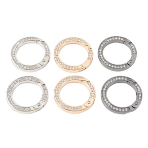 Anneau porte-clés rond en alliage de zinc, style diamant, pour clés de voiture et accessoires de bijoux DIY - Product Image 1
