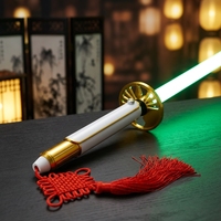 Sabres Nexus RGB Baselit Xeno3.0 Pixel Proffie 2.2 Or et Blanc avec Pogo Core et pendentif nœud chinois, batterie rechargeable
