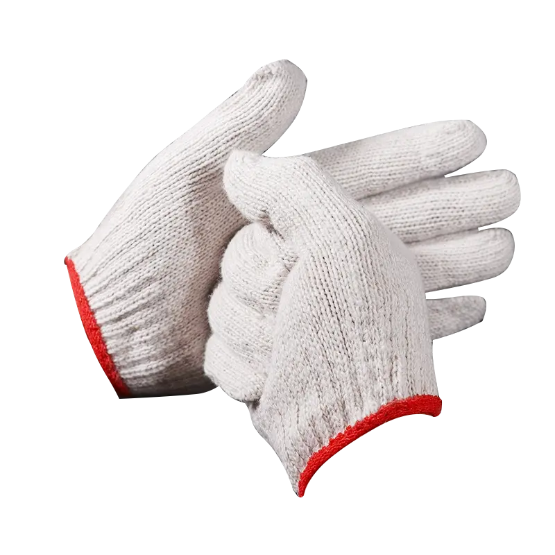 Haute qualité pas cher hommes femmes tricoté Protection du travail jardinage sécurité coton blanc gants de travail à la main