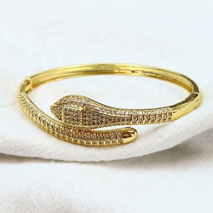 18K Plated Snake <b>Bangles</b> Punk Bracelet Zirconia <b>Bangles</b> - Product Image 4