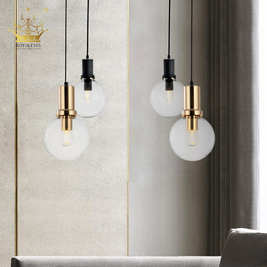 Lampadine a incandescenza cromo lucido orb filo grande globo sferica moderna pesare luce del pendente trasparente - Product Image 2