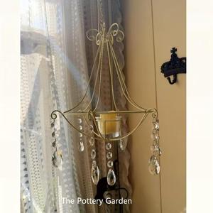 Lanterne à bougie suspendue en métal style shabby chic, résistante aux intempéries, pour l'intérieur et l'extérieur, avec attrape-soleil en <span class=keywords><strong>cristal</strong></span> - Product Image 6