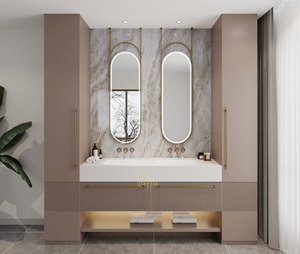 Hotel Vanity Villa High-End <strong>Light</strong> Luxury Large Wall-Mounted <strong>Bathroom</strong> Vanity <strong>Cabinet</strong> <strong>with</strong> Bath <strong>Mirrors</strong> Solid Wood Carcase Marble - Product Image 3