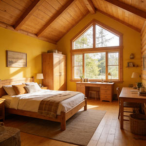 Chalet en bois préfabriqué pour complexe hôtelier en bord de lac, chalet écologique en bois avec cuisine ouverte et plafond voûté - Product Image 5